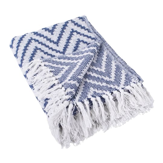 DII® Nautical Blue Large Chevron Throw